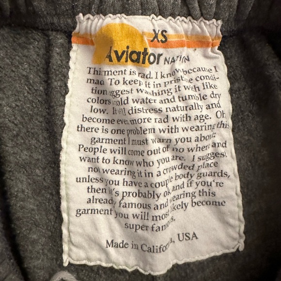 Aviator Nation Size XS Heather Grey and Rainbow Side Stripe Sweats - Picture 3 of 3